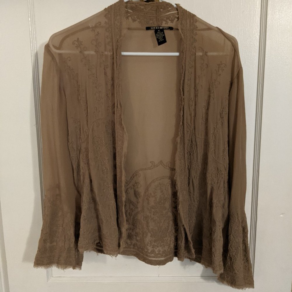 Lucky Brand Light Jacket/Sweater Decorative Stitch